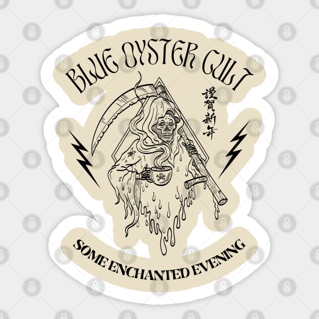 Blue Öyster Cult - Some Enchanted Evening // Skull Coffee Classic Design Fan Art 80s Sticker by Liamlefr